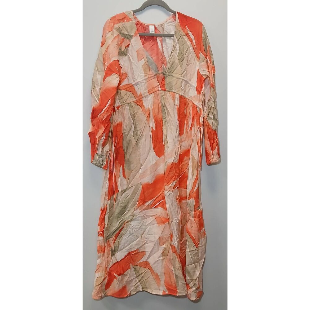 Womens medium maxi viscose silk long dress beach boho orange resort travel